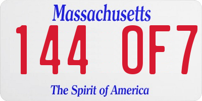 MA license plate 144OF7