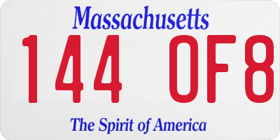 MA license plate 144OF8