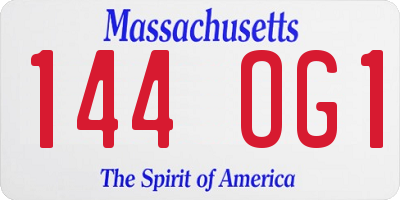 MA license plate 144OG1