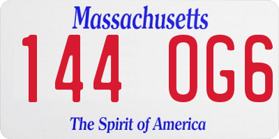 MA license plate 144OG6