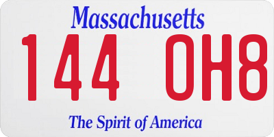 MA license plate 144OH8