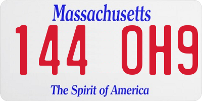 MA license plate 144OH9