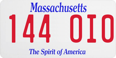 MA license plate 144OI0