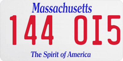 MA license plate 144OI5