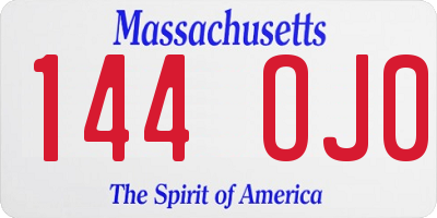MA license plate 144OJ0