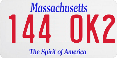 MA license plate 144OK2