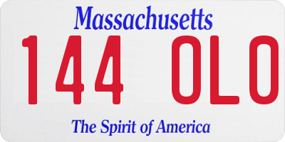 MA license plate 144OL0