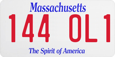 MA license plate 144OL1