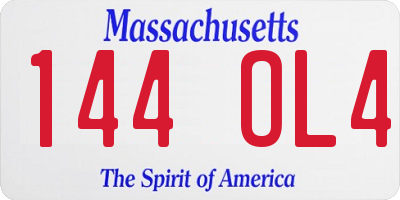 MA license plate 144OL4