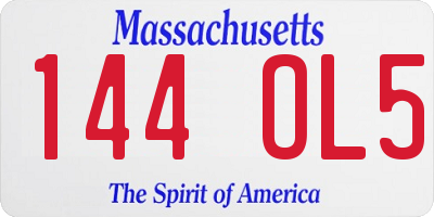 MA license plate 144OL5