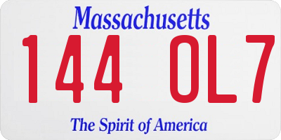 MA license plate 144OL7