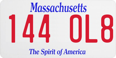 MA license plate 144OL8