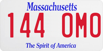 MA license plate 144OM0