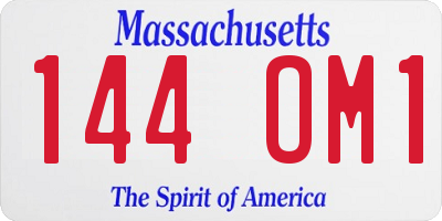 MA license plate 144OM1