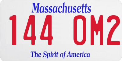 MA license plate 144OM2