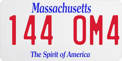 MA license plate 144OM4