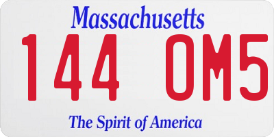 MA license plate 144OM5