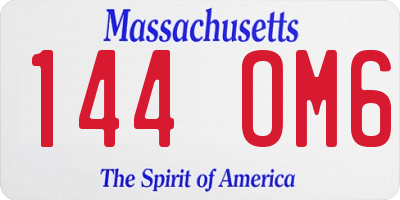 MA license plate 144OM6