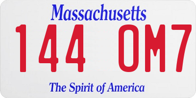 MA license plate 144OM7