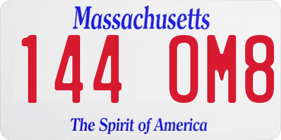 MA license plate 144OM8