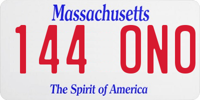 MA license plate 144ON0