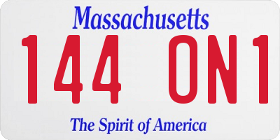 MA license plate 144ON1