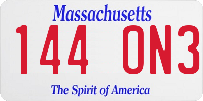 MA license plate 144ON3