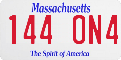 MA license plate 144ON4