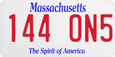 MA license plate 144ON5