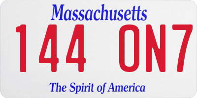 MA license plate 144ON7