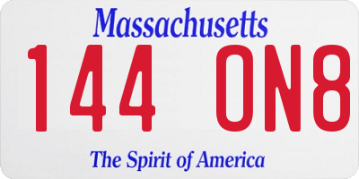 MA license plate 144ON8