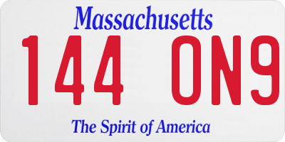 MA license plate 144ON9