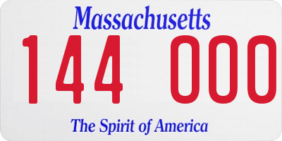 MA license plate 144OO0