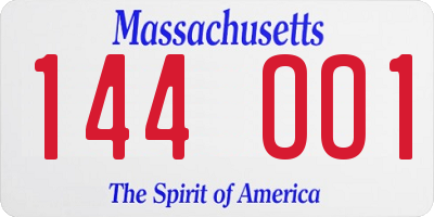 MA license plate 144OO1