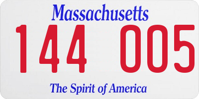 MA license plate 144OO5