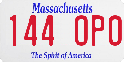 MA license plate 144OP0