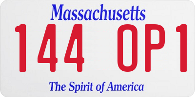 MA license plate 144OP1