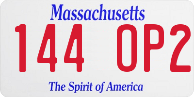 MA license plate 144OP2