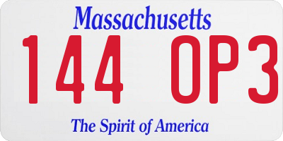MA license plate 144OP3