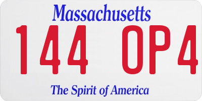 MA license plate 144OP4