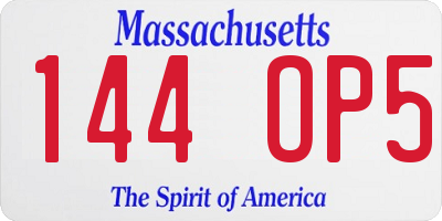 MA license plate 144OP5