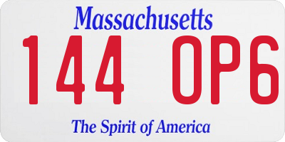 MA license plate 144OP6