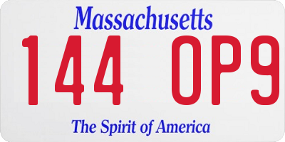 MA license plate 144OP9