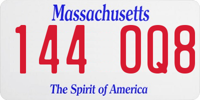 MA license plate 144OQ8
