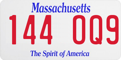 MA license plate 144OQ9