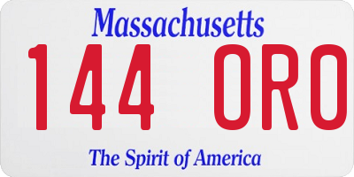 MA license plate 144OR0