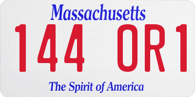 MA license plate 144OR1