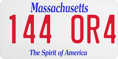 MA license plate 144OR4