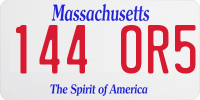 MA license plate 144OR5