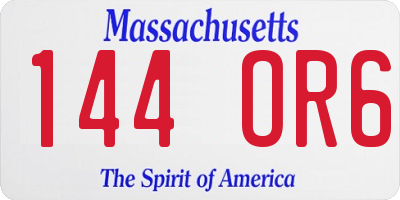 MA license plate 144OR6